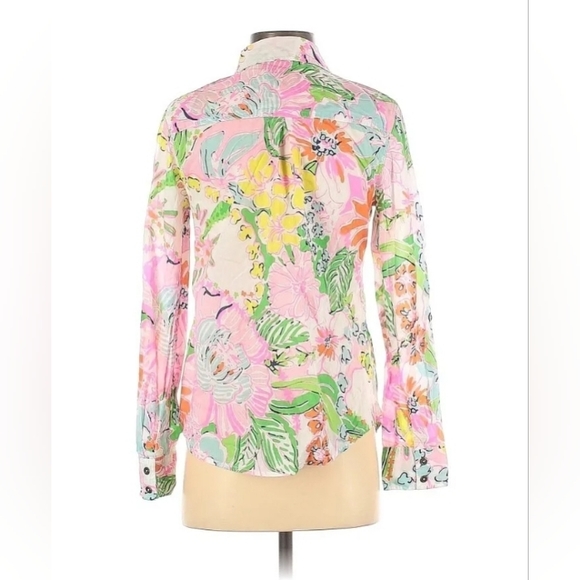 Lilly Pulitzer for Target Nosey Posey Floral Button Up Long Sleeve Shirt XS NWT! - Picture 2 of 8